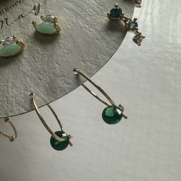 Anthropologie Birthstone Earrings Multi Pack May Green Zodiac Set BNWT - Picture 3 of 6